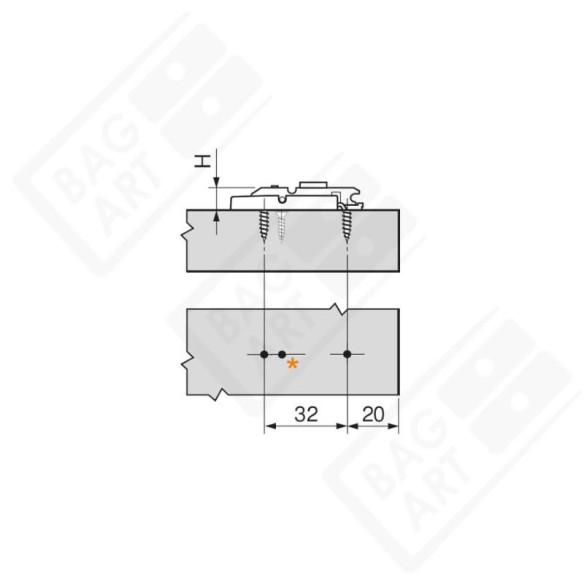 BLUM prowadnik prosty clip mimośród 0mm 175H3100-1997