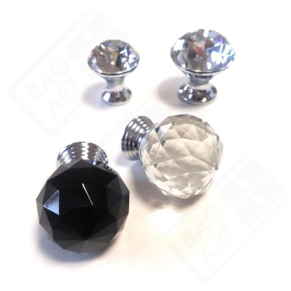 Uchwyt gałka meblowa kryształowa CZARNA fi25-2524