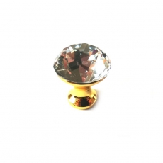 Uchwyt gałka meblowa kryształ płaska ZŁOTA fi25-2876