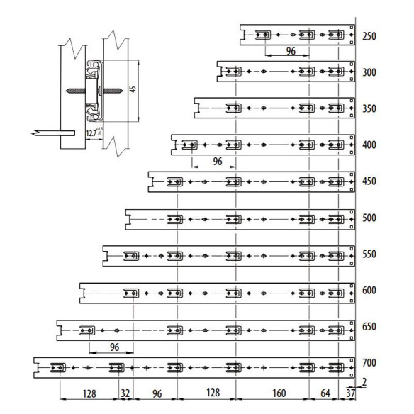 Prowadnica kulkowa 300mm pełny wysuw-2409