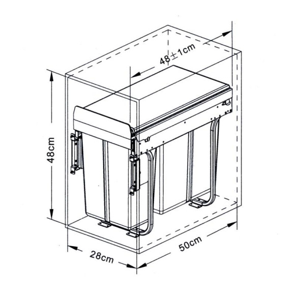 Segregator na odpady 30cm 2p 20+10L MOC. FRONTU-3724