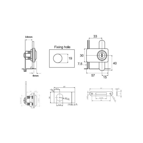 Zamek meblowy DO SZKŁA x916 drzwi wahadłowe-3910