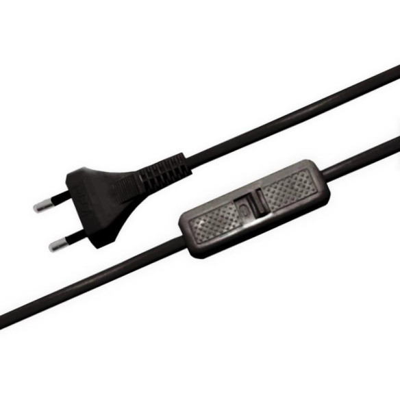 Kabel zasilający z wtyczką włącznikiem - CZARNY-4262