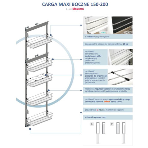 Kosz CARGO MAXIMA MAXI EVO Rejs BOCZNE 15cm - L-4379