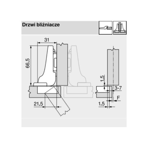 BLUM zawias 110° bliźniaczy bez sprężyny 70T3650-4824
