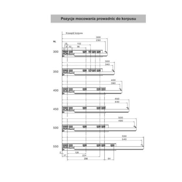 Prowadnice COMFORTSLIDE II 3D 350mm pełny wysuw-5401