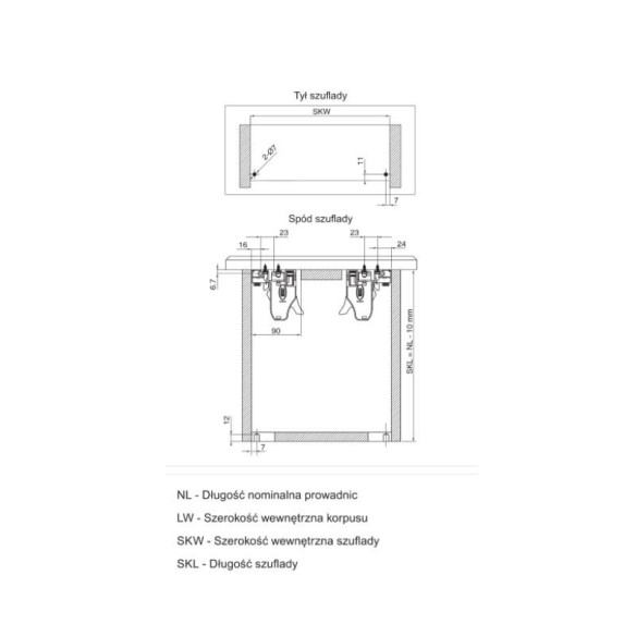 Prowadnice COMFORTSLIDE II 3D 350mm pełny wysuw-5403