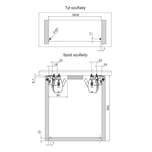 Prowadnice COMFORTSLIDE II 3D 450mm push open-5453