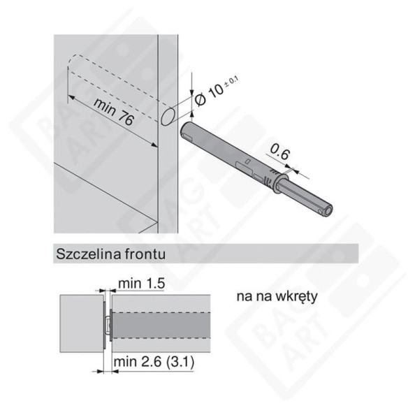 BLUM odbojnik TIP-ON długi BIAŁY gumka 956A1006-5604