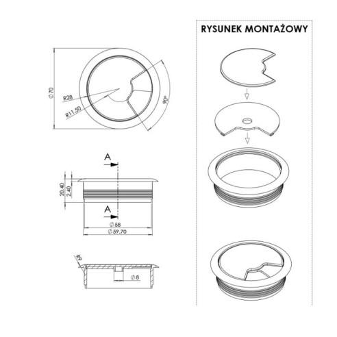 Przepust kablowy do kabla OLCHA fi60-5116