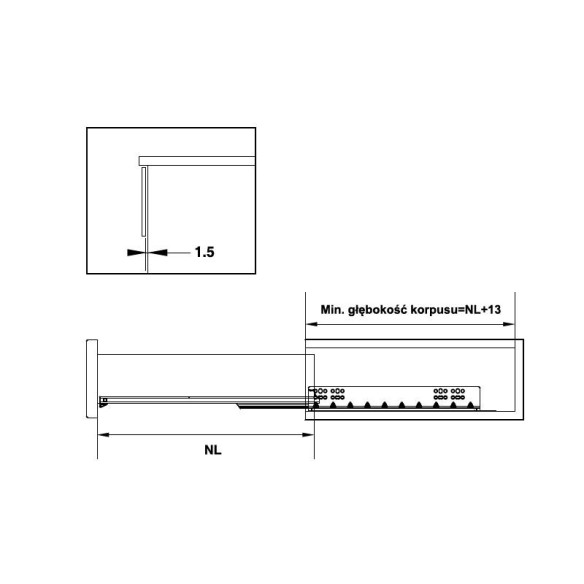 Prowadnice FAVORIT Q7 HAFELE 300mm/19mm PW-6150