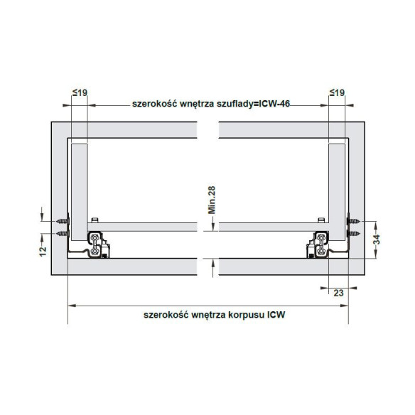 Prowadnice FAVORIT Q7 HAFELE 400mm/19mm PW-6024