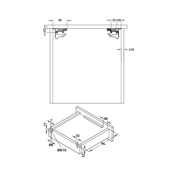 Prowadnice FAVORIT Q7 HAFELE 400mm/19mm PW-6153