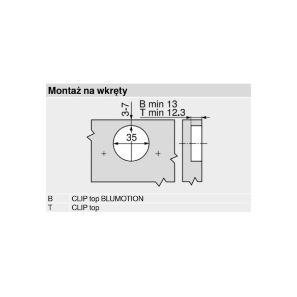 BLUM zawias 83° równoległy clip BLUMOTION 79B9550-6774