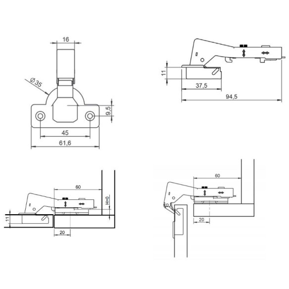Zawias METALLA+ HAFELE 90° równoległy SOFT 3D-7502