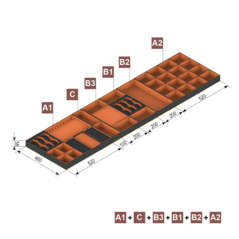 Wkład do szuflad garderoba B2 czarny/pomarańczowy-7782