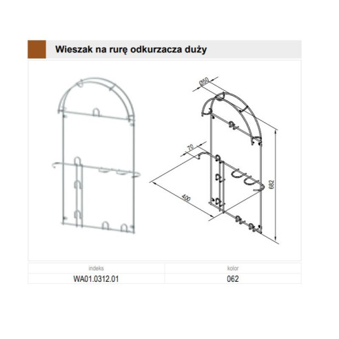 Wieszak na rurę odkurzacza DUŻY OCYNK metal REJS-7844