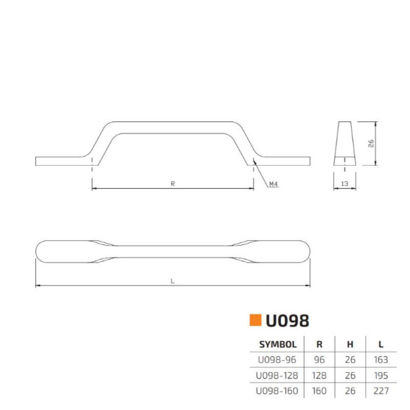 Uchwyt meblowy U098 CHROM 128mm AMIX-8061