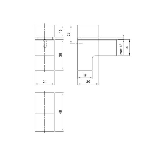 Uchwyt do półek szkła i płyty MP002 CHROM-8159