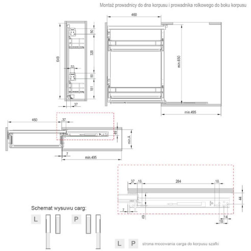Cargo mini boczne REJS Puro LEWE 20cm CZARNY/DĄB-8421