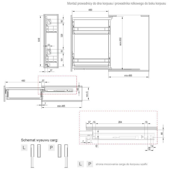 Cargo mini boczne REJS Puro LEWE 20cm CZARNY/DĄB-8421
