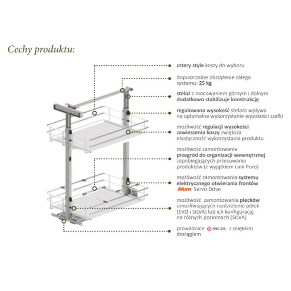 Cargo mini dolne REJS Puro 30cm CZARNY/DĄB-8440
