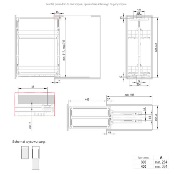Cargo mini dolne REJS Puro 30cm CZARNY/DĄB-8441