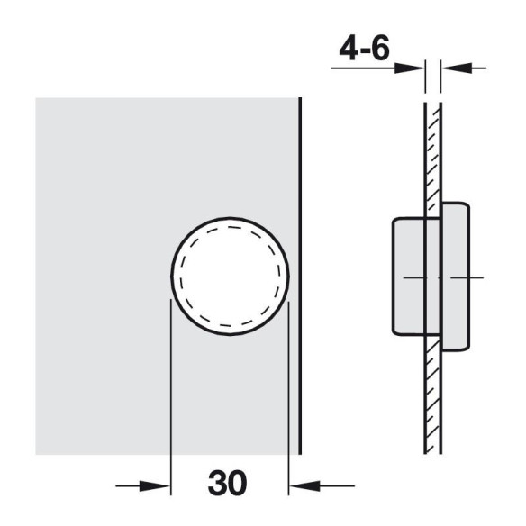 Zawias do szkła nakładany fi26 cichy domyk HAFELE-8577