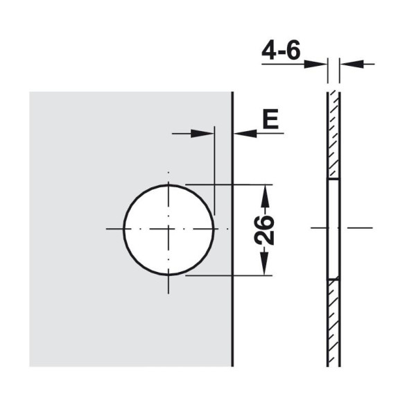 Zawias do szkła nakładany fi26 cichy domyk HAFELE-8578