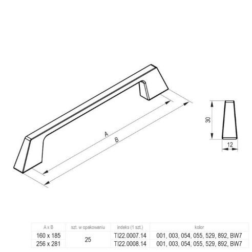 Uchwyt meblowy STILO Rejs 256mm ALUMINIUM-8851