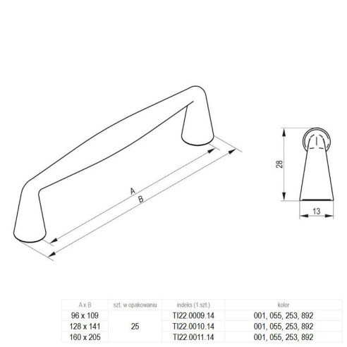 Uchwyt meblowy LINEA Rejs 160mm TYTAN-8896