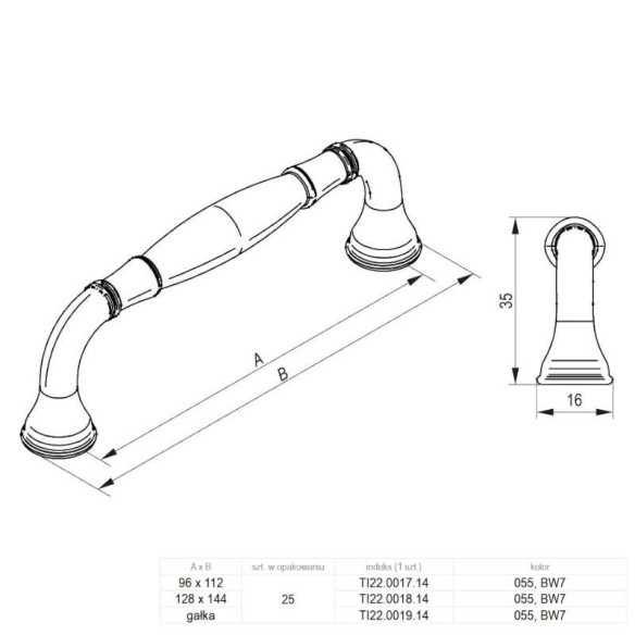 Uchwyt meblowy ARTESI Rejs 128mm CZARNY MAT-8902