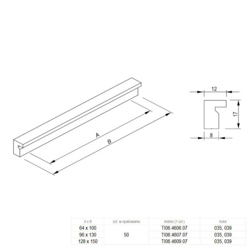Uchwyt meblowy AR32 Rejs 96/130mm ALUMINIUM-8928
