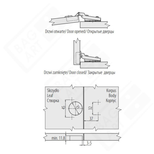 Zawias GTV bliźniaczy cichy domyk PRESTIGE 100szt.-9052