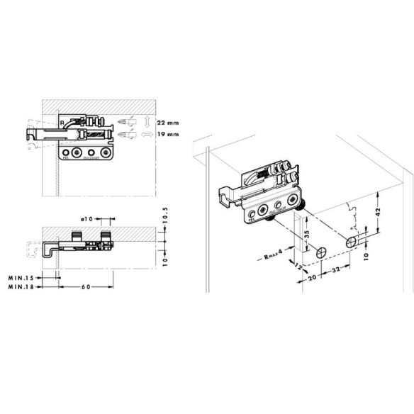 Zawieszki CAMAR 801 + zaślepki białe - komplet P/L-9057