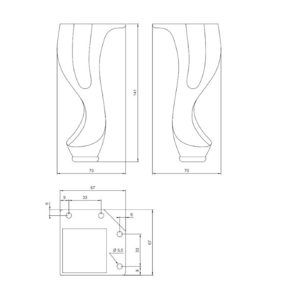 Nóżka meblowa NA003 CZARNY MAT 141mm METALOWA-9737