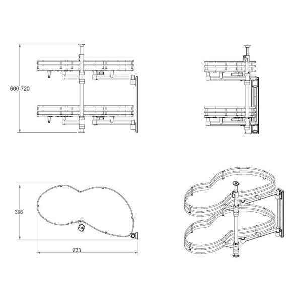 Nerka corner LEWY 400mm GN-800 soft ANTRACYT-11035