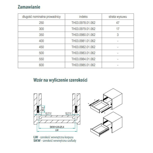 Prowadnica kulkowa 450mm SolidSlide REJS SOFT 35kg-11323