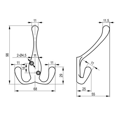 Wieszak meblowy REJS Soria L podwójny BIAŁY MAT-11361