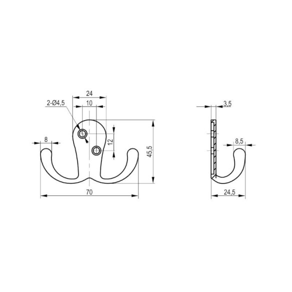 Wieszak meblowy REJS Soria S podwójny CZARNY MAT-11371