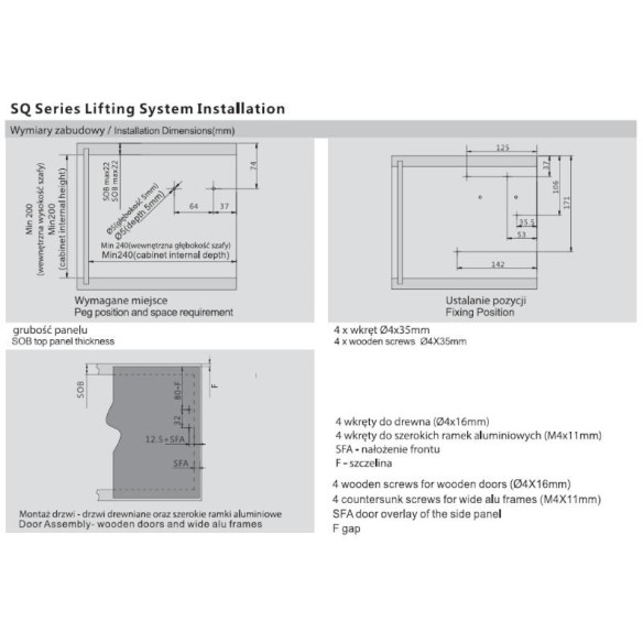 Podnośnik TOP-STAYS SQ DTC Amix 1060-2450 PUSH-11308