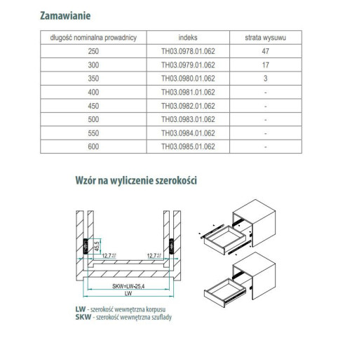Prowadnica kulkowa 350mm SolidSlide REJS SOFT 35kg-11643