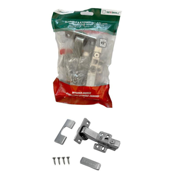 Zawias SEVROLL kątowy 45° cichy domyk - 2szt-11748