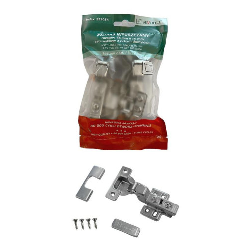 Zawias SEVROLL wpuszczany cichy domyk - 2szt-11744