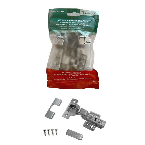 Zawias SEVROLL wpuszczany cichy domyk - 2szt-11744