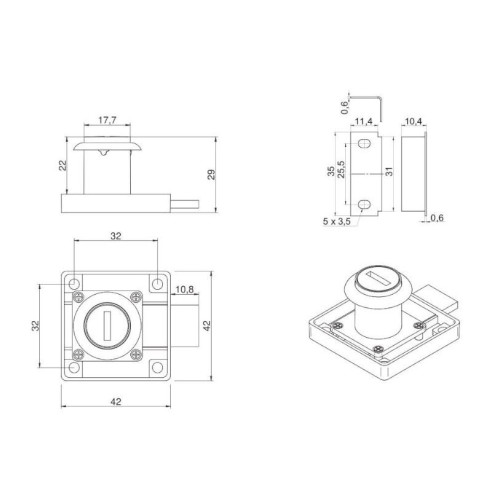 Zamek meblowy REJS Z01 biurowy - pod klucz MASTER-11770