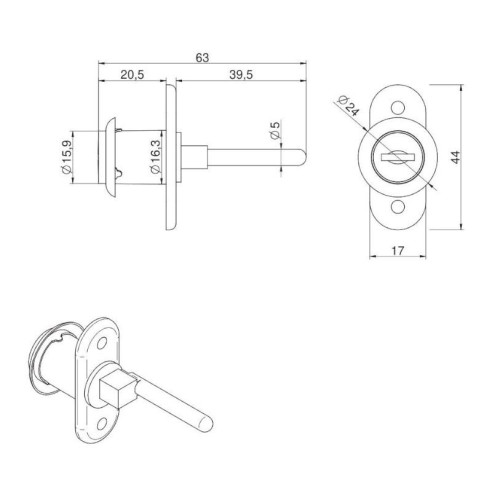Zamek meblowy REJS CENTRALNY ZC01 800mm 5 szuflad-11776