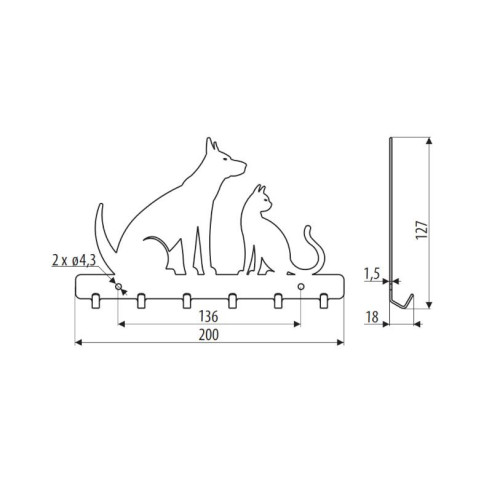 Wieszak ścienny na klucze GAMET WS61 czarny mat-11809
