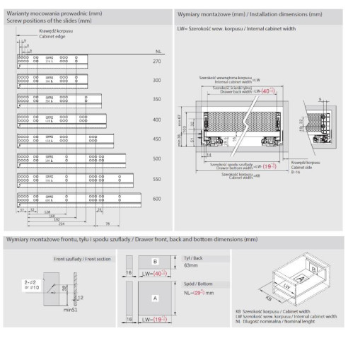Szuflada Amix SLIMBOX 3D 350mm h88 NISKA BIAŁA-11906