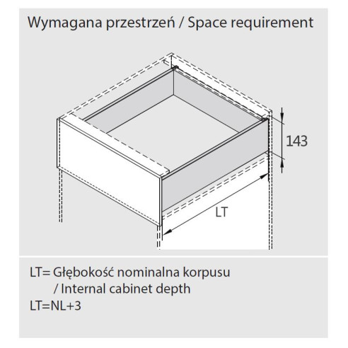 Szuflada Amix SLIMBOX 3D 450mm h126 ŚREDNIA BIAŁA-12028